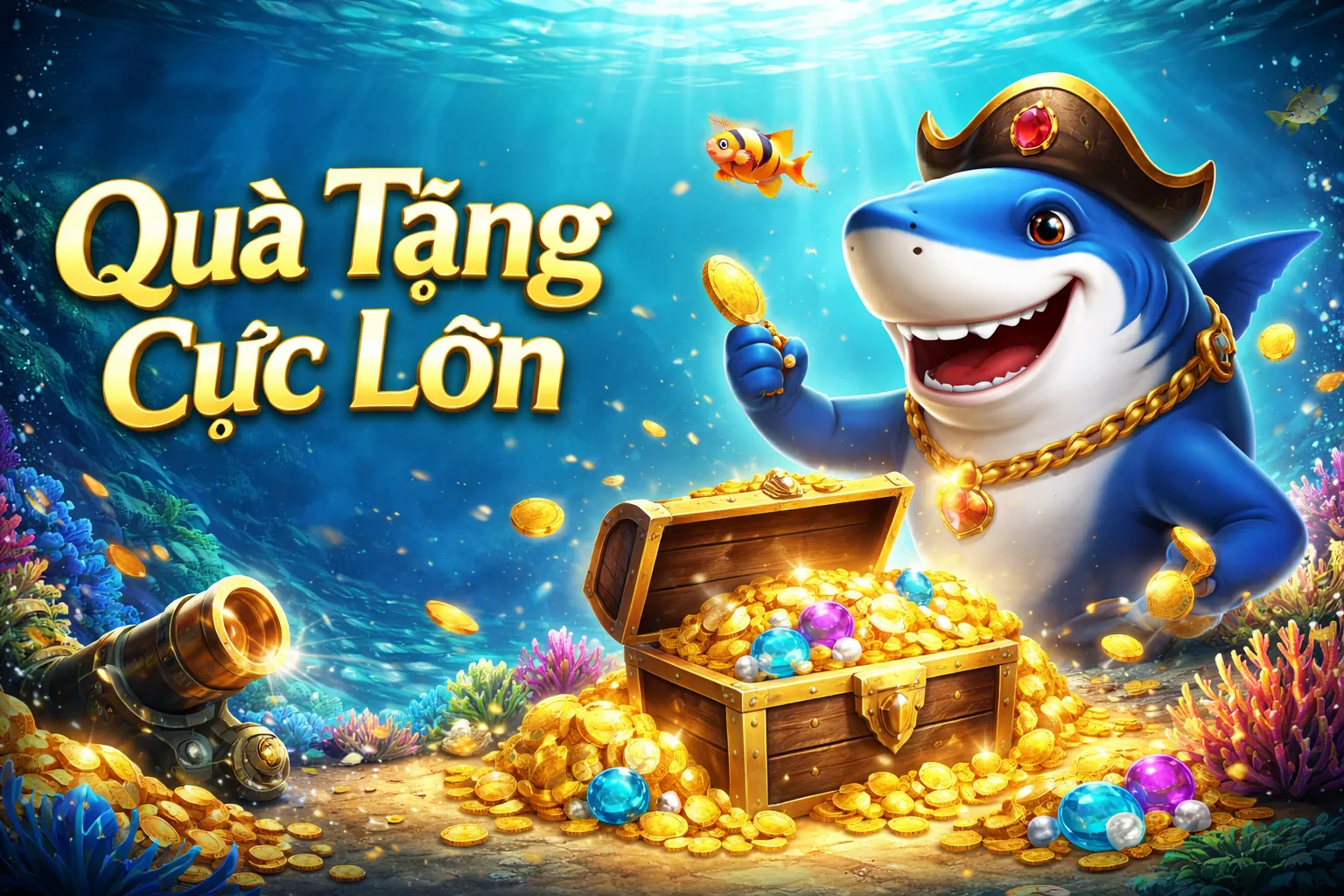 Hình ảnh game Vua Biển Cả với các boss cá khổng lồ và tàu chiến
